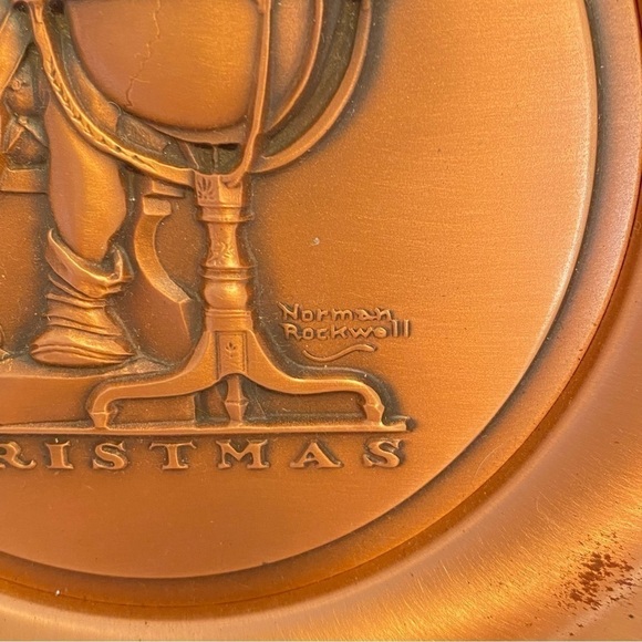 The metal arts company norman rockwell christmas santa copper collector's plate - Picture 4 of 11
